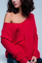 Red soft Knit V-neck Sweater