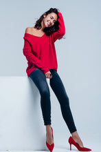 Red soft Knit V-neck Sweater